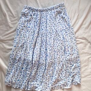 white and blue gauze floral daisy long skirt
